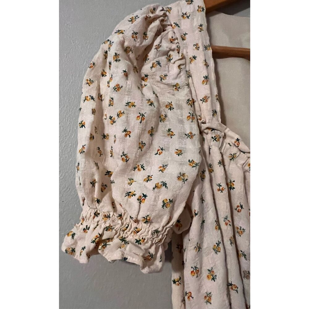 English Factory S Puff Sleeve Midi Dress Yellow Microfloral Cottagecore Milkmaid - Picture 9 of 14